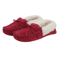 Crimson - Back - Eastern Counties Leather Womens-Ladies Soft Sole Wool Lined Moccasins