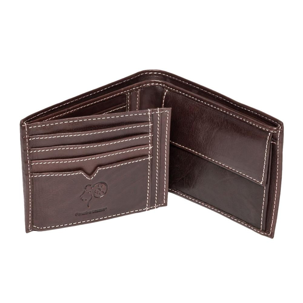 Brown - Back - Eastern Counties Leather Mens Mark Trifold Wallet With Coin Pocket