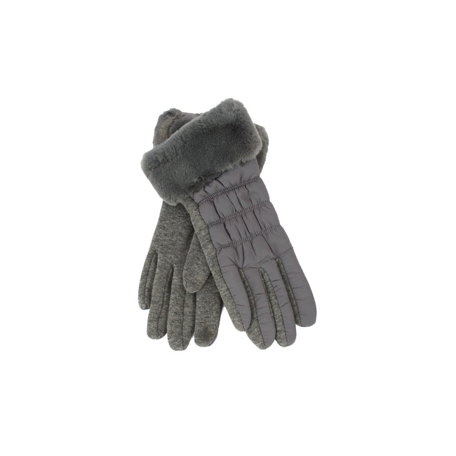 Grey - Front - Eastern Counties Leather Womens-Ladies Giselle Faux Fur Cuff Gloves