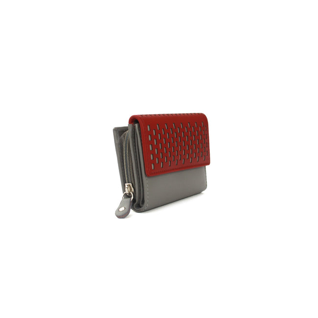 Red-Grey - Side - Eastern Counties Leather Womens-Ladies Sandra Perforation Purse