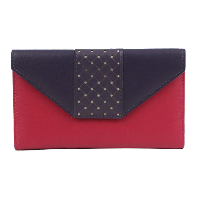 Pink-Purple - Front - Eastern Counties Leather Donna Contrast Panel Leather Purse