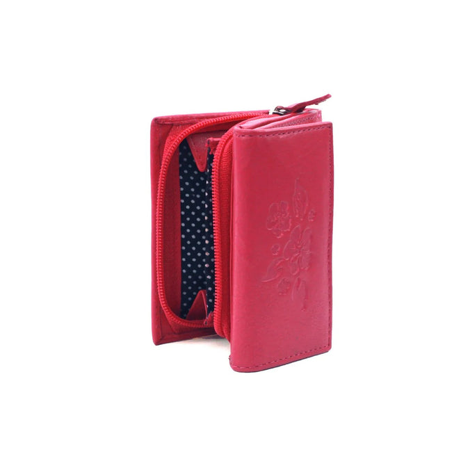 Pink - Side - Eastern Counties Leather Nina 2 Embossed Leather Purse