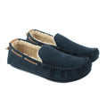 Navy - Front - Eastern Counties Leather Mens Owen Berber Suede Moccasins