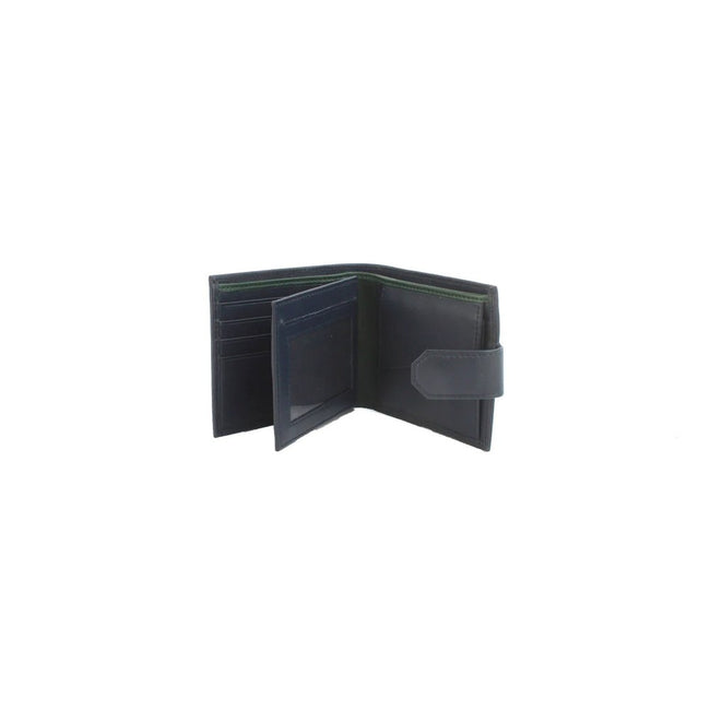 Navy-Green - Side - Eastern Counties Leather Unisex Adult Grayson Bi-Fold Leather Contrast Piping Wallet