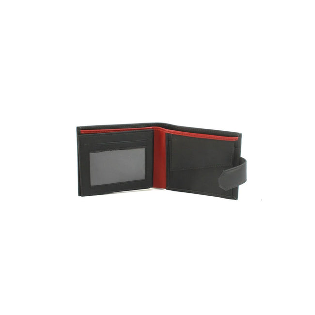 Black-Red - Lifestyle - Eastern Counties Leather Unisex Adult Grayson Bi-Fold Leather Contrast Piping Wallet