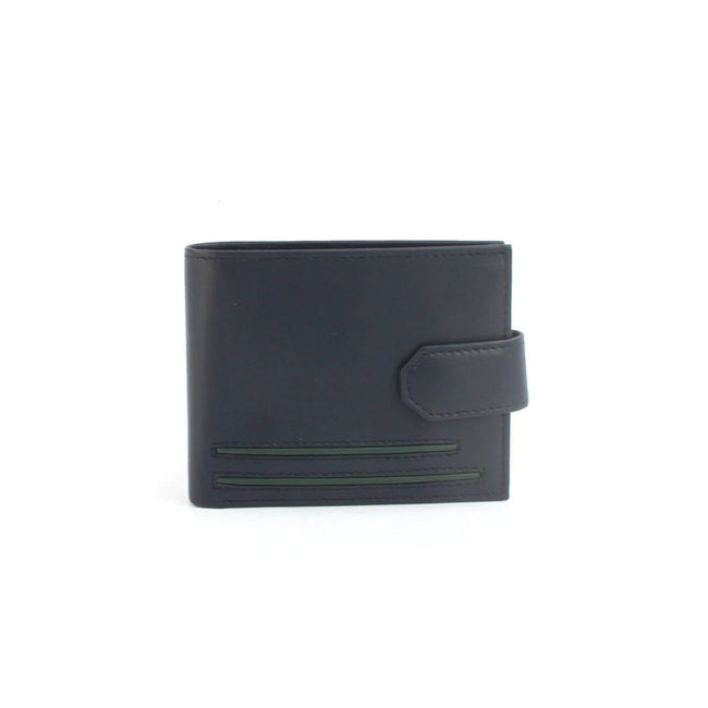 Navy-Green - Front - Eastern Counties Leather Unisex Adult Grayson Bi-Fold Leather Contrast Piping Wallet