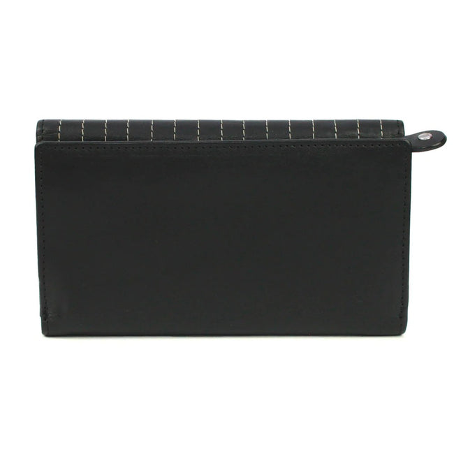 Black-Ivory - Back - Eastern Counties Leather Womens-Ladies Imogen Leather Stitch Detail Purse