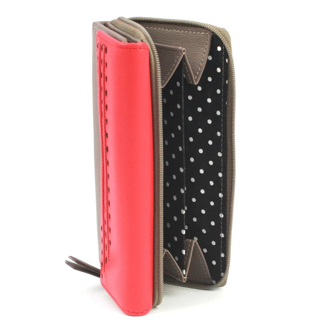 Taupe-Watermelon - Lifestyle - Eastern Counties Leather Womens-Ladies Ferne Colour Block Leather Purse
