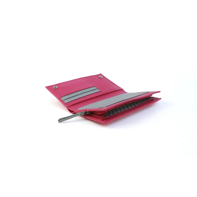Fuchsia-Grey - Side - Eastern Counties Leather Womens-Ladies Rosemary Contrast Leather Purse