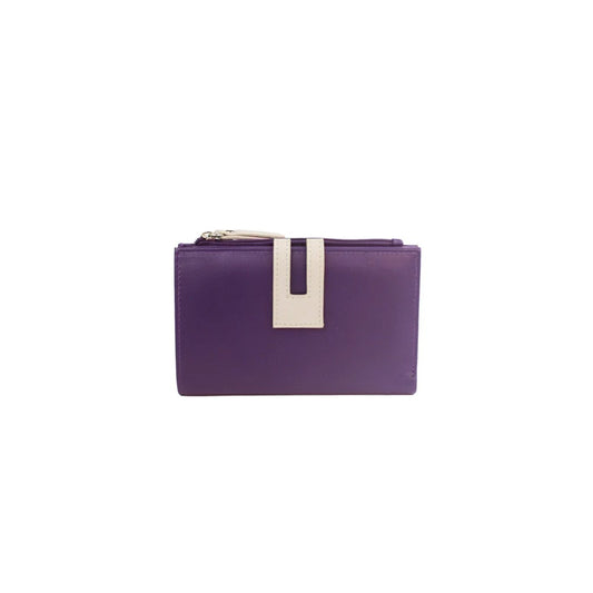 Purple-Ivory - Front - Eastern Counties Leather Rebecca Contrast Purse