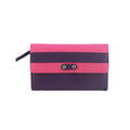 Purple-Fuchsia - Front - Eastern Counties Leather Womens-Ladies Madison Striped Leather Purse