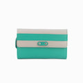 Turquoise-Ivory - Front - Eastern Counties Leather Womens-Ladies Madison Striped Leather Purse