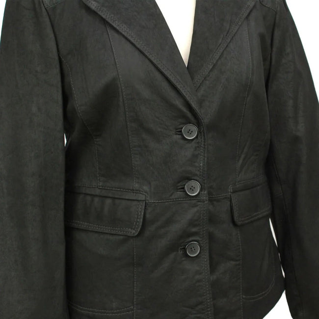 Black - Lifestyle - Eastern Counties Leather Womens-Ladies Leather Short Blazer