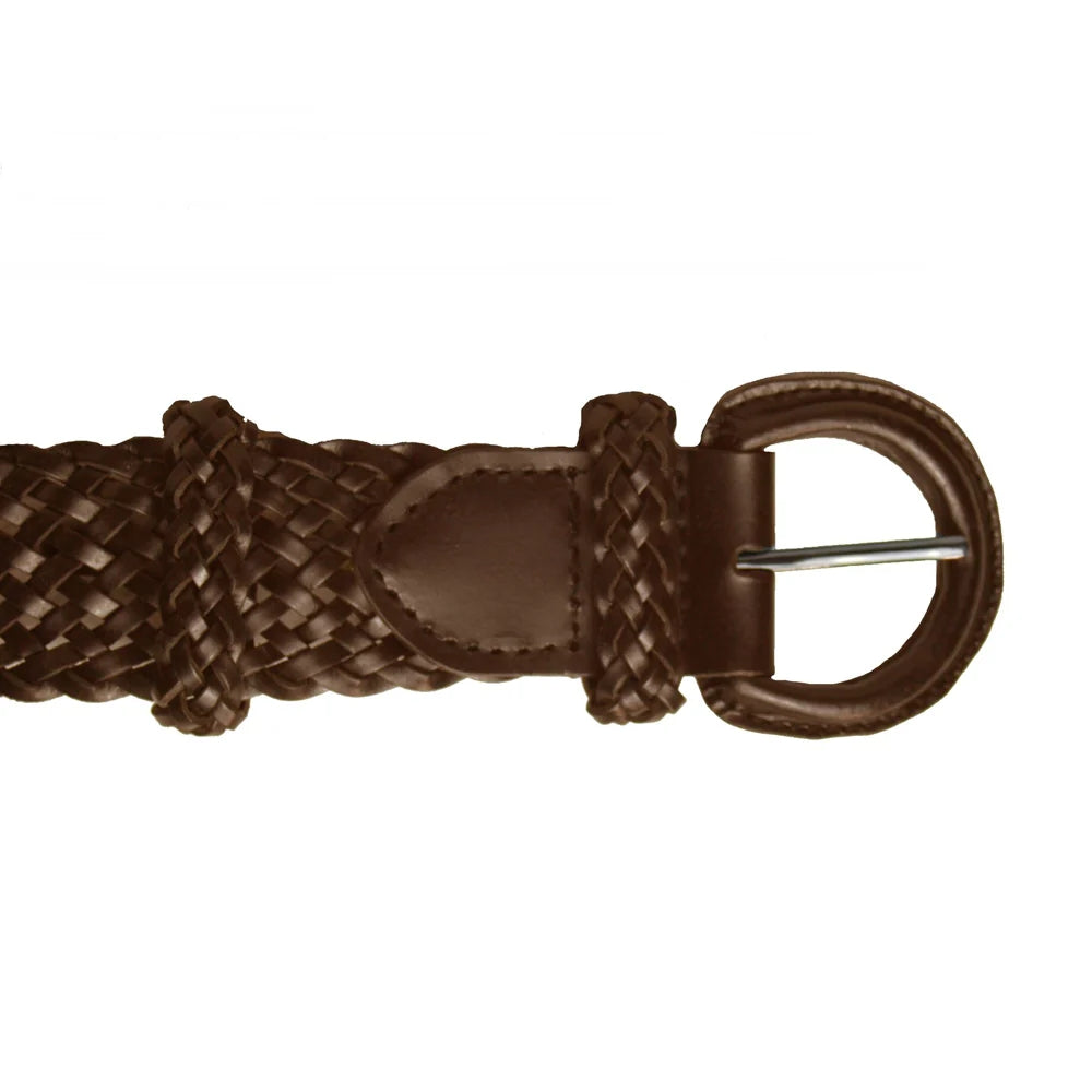 Dark Brown - Back - Eastern Counties Leather NLB04 Plaited Bonded Leather Waist Belt