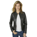 Black - Side - Eastern Counties Leather Womens-Ladies Standing Collar Jacket