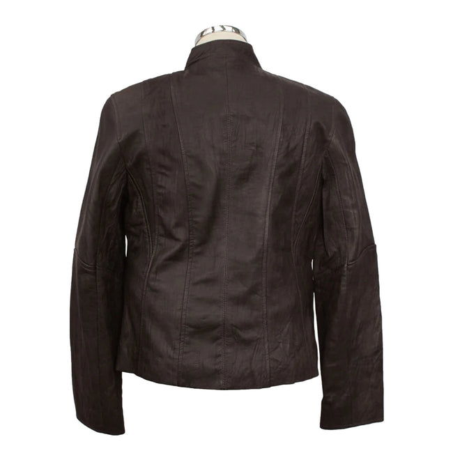 Brown - Back - Eastern Counties Leather Womens-Ladies Standing Collar Jacket