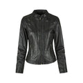 Black - Front - Eastern Counties Leather Womens-Ladies Standing Collar Jacket