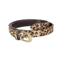 Beige-Brown-Black - Front - Aubrion Leopard Print Cow Hair Leather Waist Belt