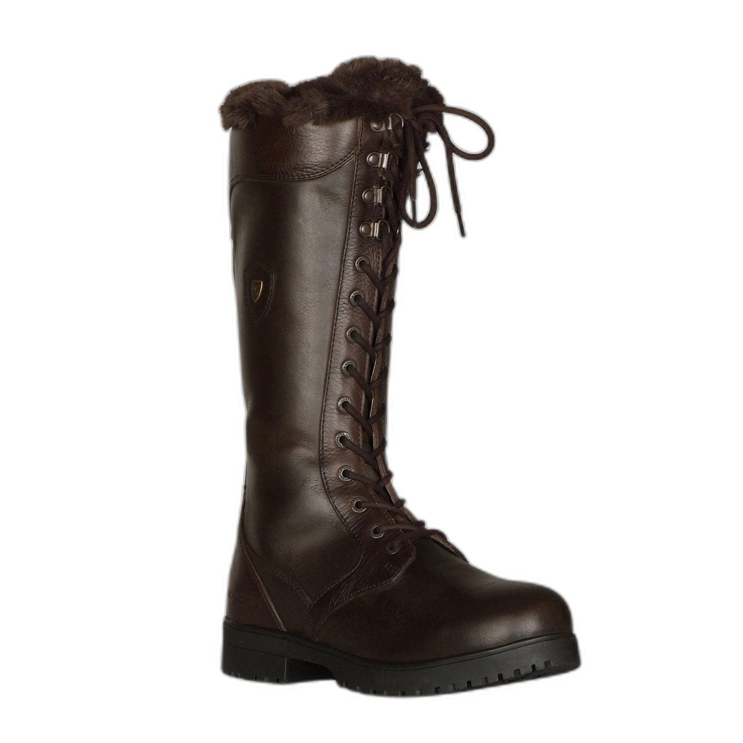 Brown - Close up - Moretta Womens-Ladies Nola Leather Lace Up Standard Country Boots