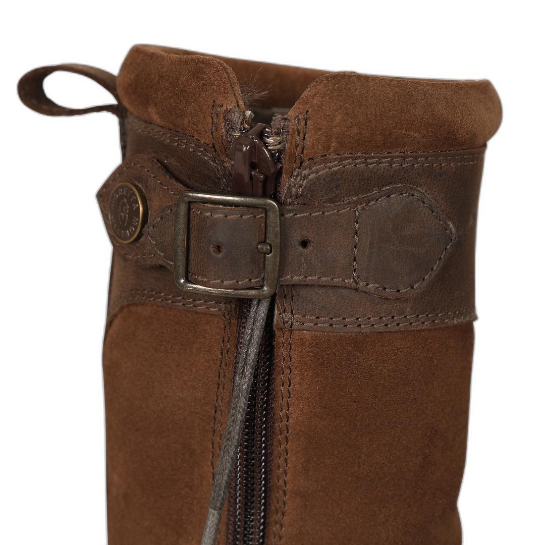 Brown - Close up - Moretta Childrens-Kids Savona Leather Country Boots