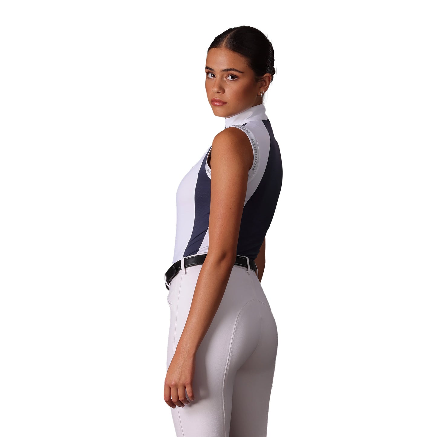 Navy - Side - Aubrion Womens-Ladies Newbel Contrast Panel Sleeveless Show Shirt