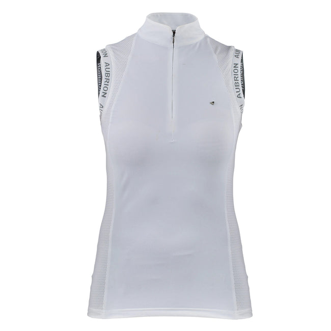 White - Front - Aubrion Womens-Ladies Newbel Sleeveless Show Shirt