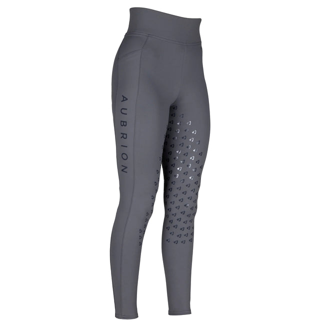 Grey - Front - Aubrion Girls Eltar Horse Riding Tights