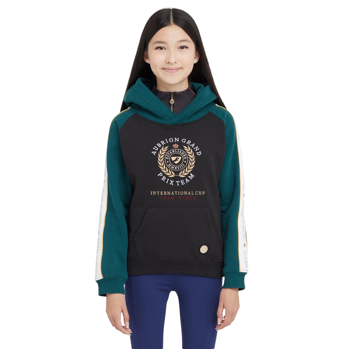 Black - Side - Aubrion Childrens-Kids Team Young Rider Hoodie