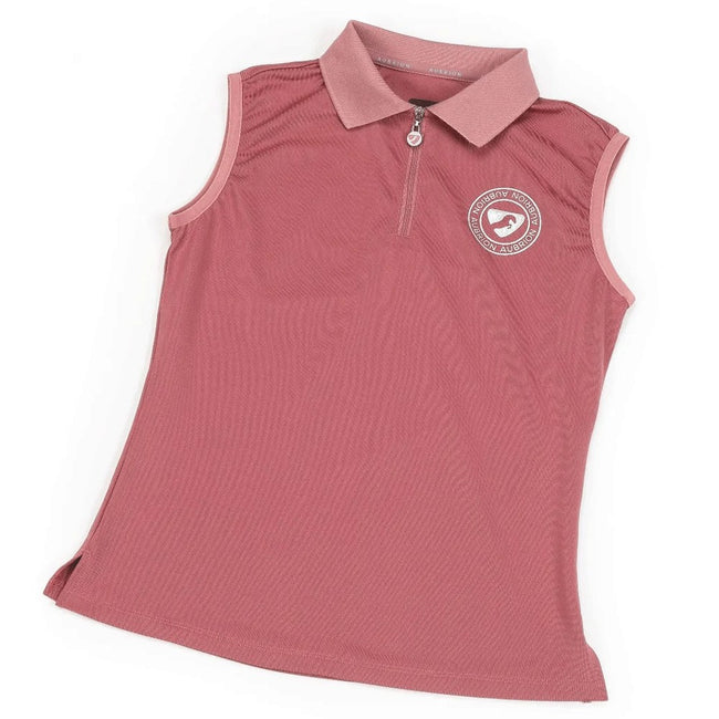 Dusky Pink - Front - Aubrion Girls Harrow Sleeveless Polo Shirt