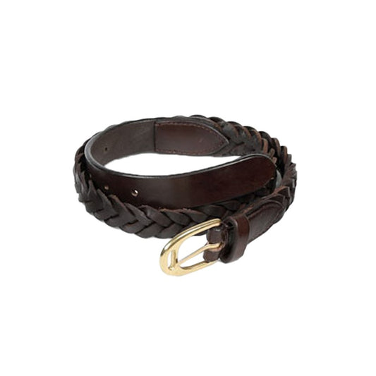 Tan - Front - Aubrion Womens-Ladies Braided Leather Waist Belt