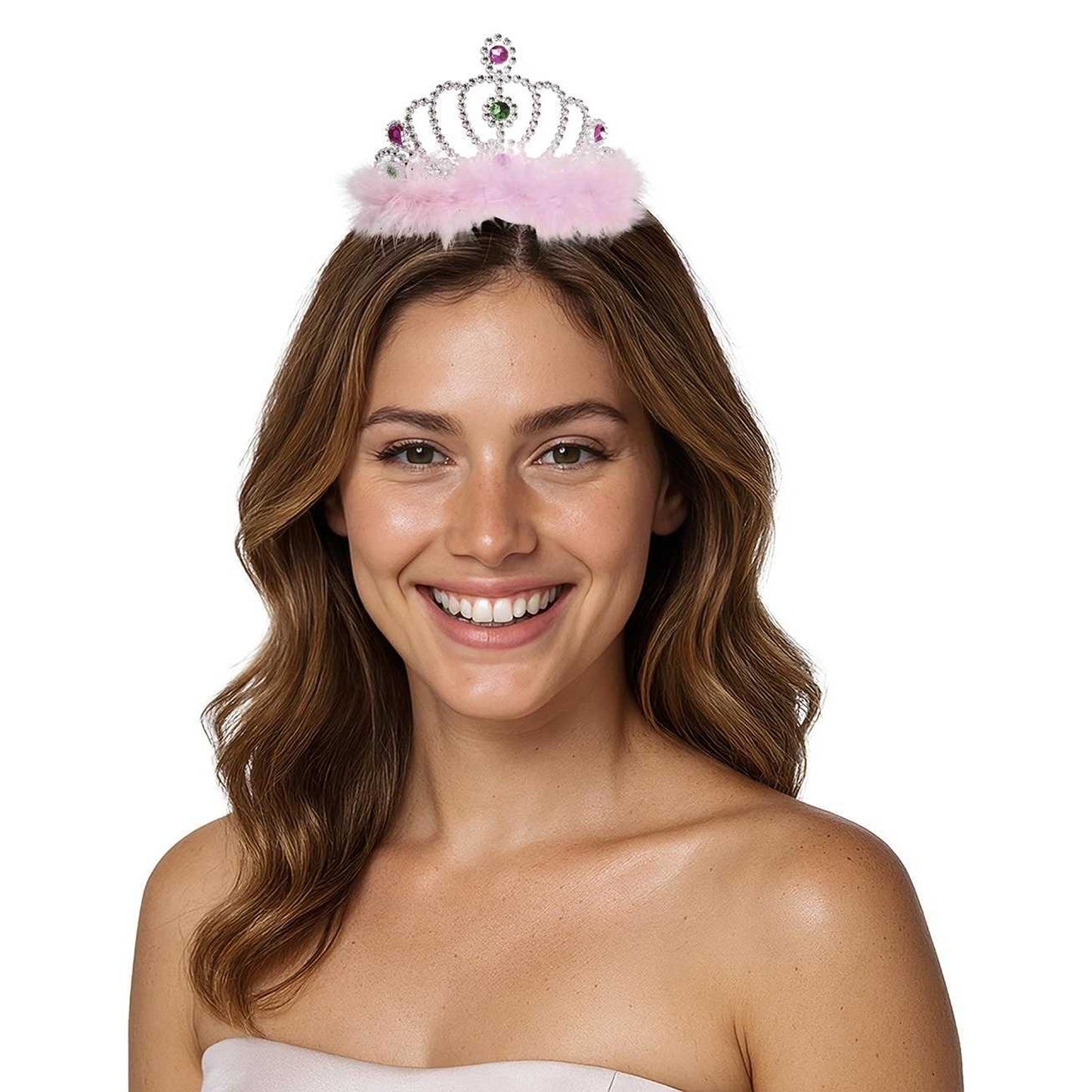 Silver - Back - Fiestas Guirca Feather Princess Tiara Costume Accessory