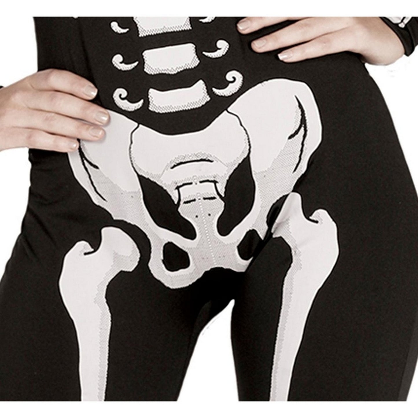 Black-White - Side - Fiestas Guirca Womens-Ladies Skeleton Costume
