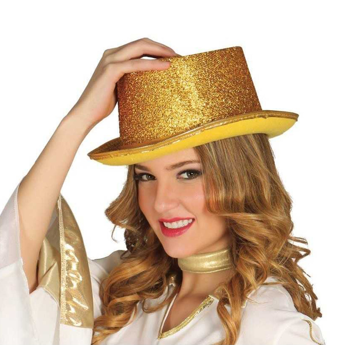 Gold - Pack Shot - Fiestas Guirca Unisex Adult Glitter Top Hat