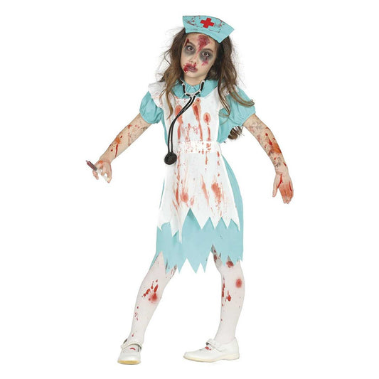 Blue-White - Front - Fiestas Guirca Girls Zombie Nurse Costume Set