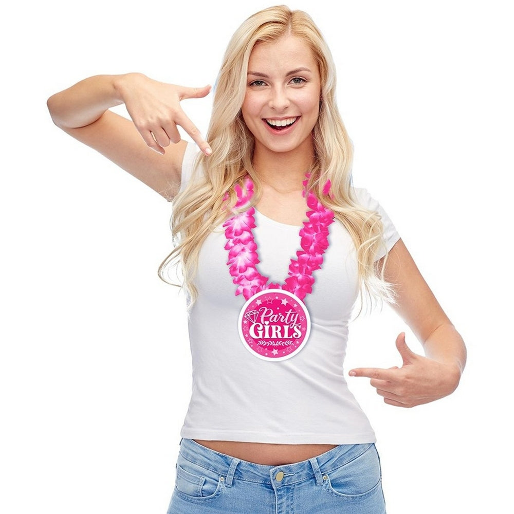Pink - Back - Fiestas Guirca Party Girls Hawaiian Lei