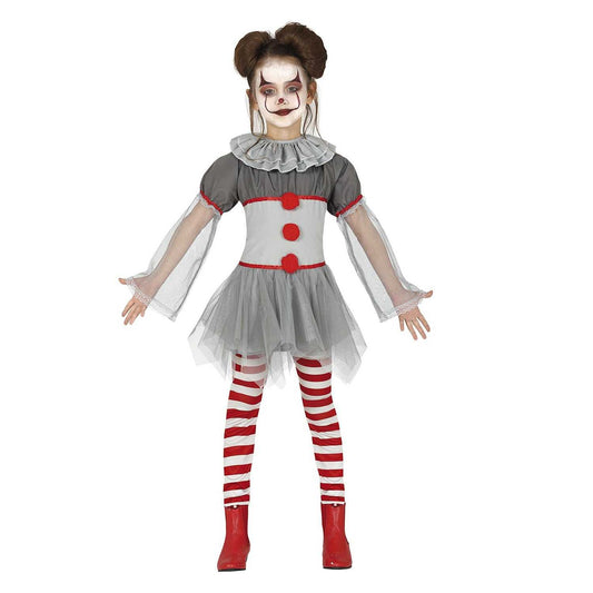 Grey-Red - Front - Fiestas Guirca Girls Bad Clown Costume Set