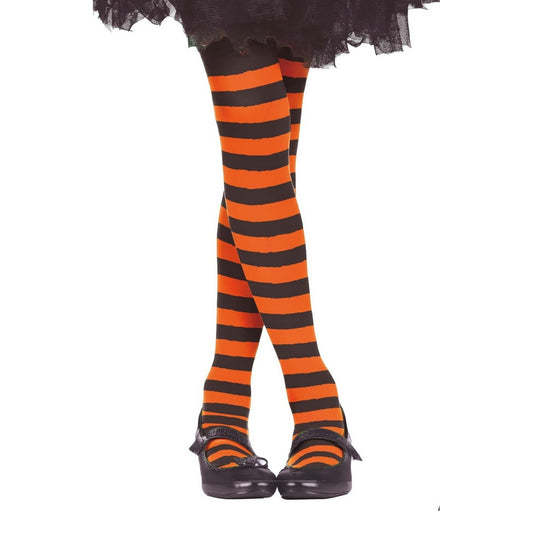 Orange-Black - Front - Fiestas Guirca Girls Striped Tights