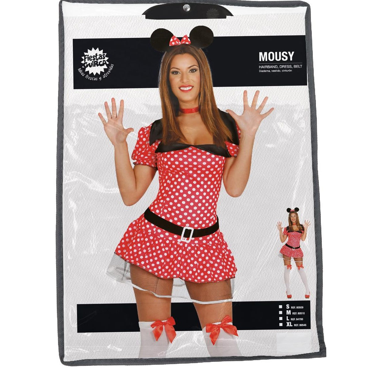 Red-Black - Pack Shot - Fiestas Guirca Womens-Ladies Mouse Costume Set