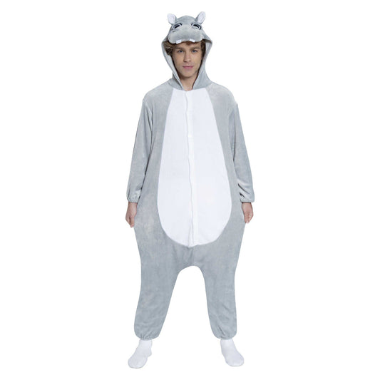 Grey-White - Front - Fiestas Guirca Unisex Adult Hippo Costume Set