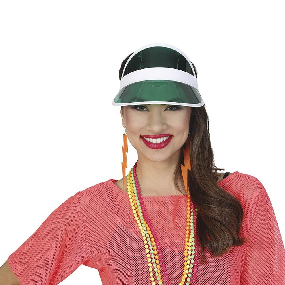 Green - Side - Fiestas Guirca Unisex Adult Transparent 80s Visor Cap