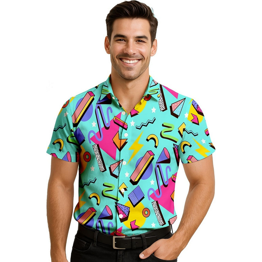 Blue - Side - Fiestas Guirca Mens 80s Shirt