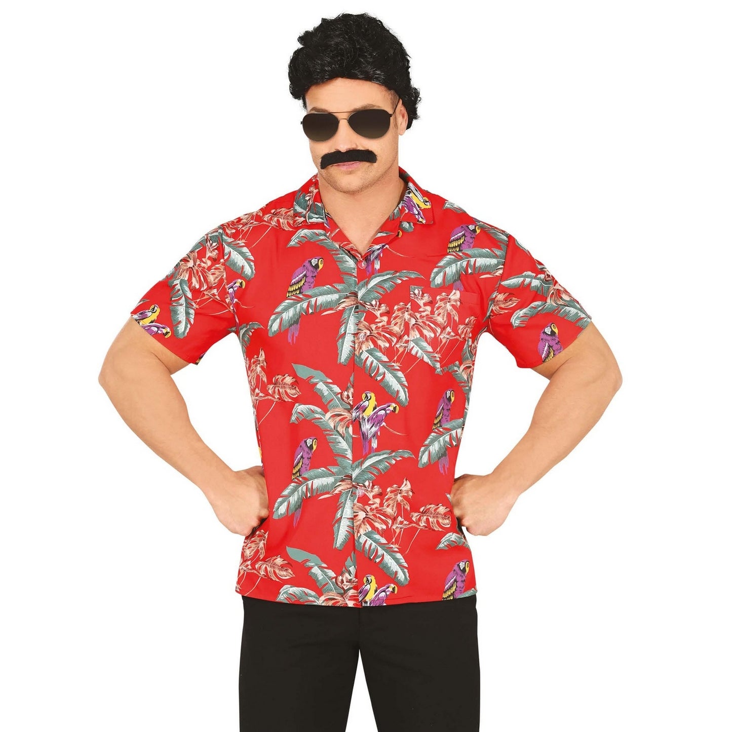 Red-Multicoloured - Side - Fiestas Guirca Mens Parrot Shirt