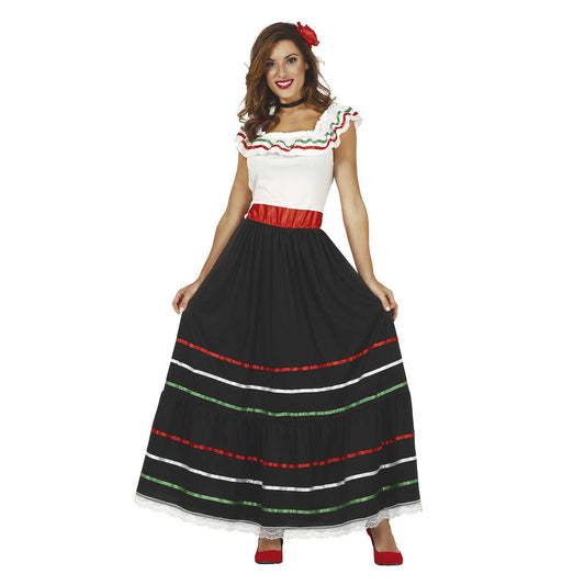 Black-Green-Red - Front - Fiestas Guirca Womens-Ladies Mexican Costume Dress