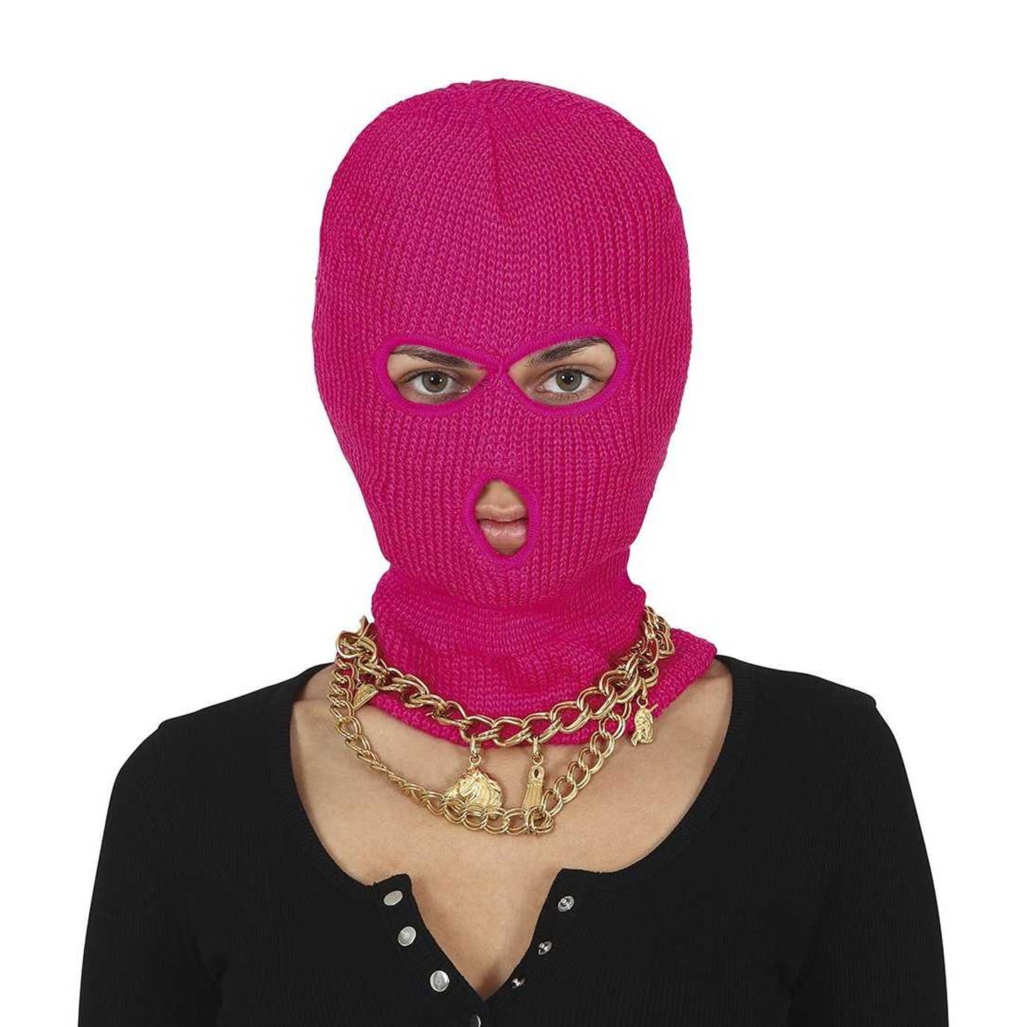 Pink - Side - Fiestas Guirca Unisex Adult Neon Balaclava
