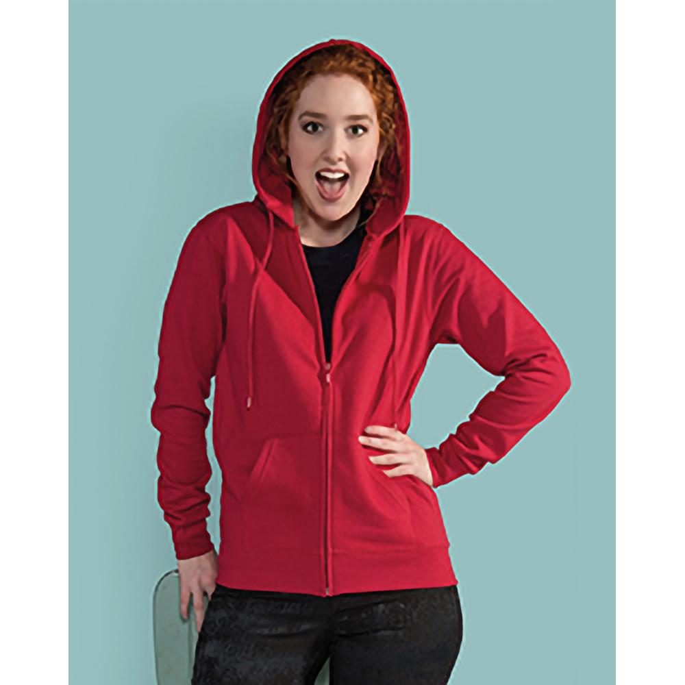 Red - Lifestyle - SG Ladies Full Zip Plain Hooded Sweatshirt