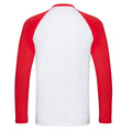 White-Red - Back - Fruit Of The Loom Mens Valueweight Long-Sleeved Baseball T-Shirt