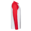 White-Red - Side - Fruit Of The Loom Mens Valueweight Long-Sleeved Baseball T-Shirt