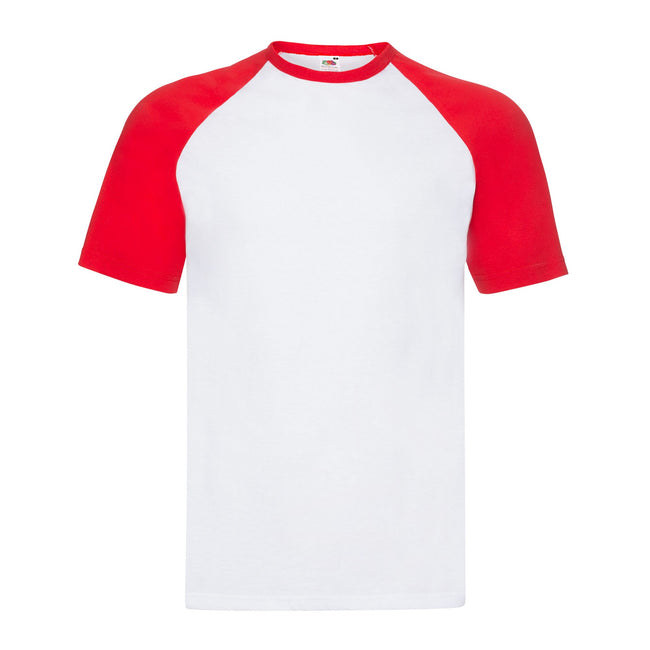 White-Red - Front - Fruit Of The Loom Mens Valueweight Baseball T-Shirt