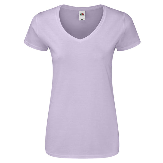 Soft Lavender - Front - Fruit Of The Loom Womens-Ladies Iconic V Neck T-Shirt