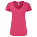 Fuchsia - Front - Fruit Of The Loom Womens-Ladies Iconic V Neck T-Shirt